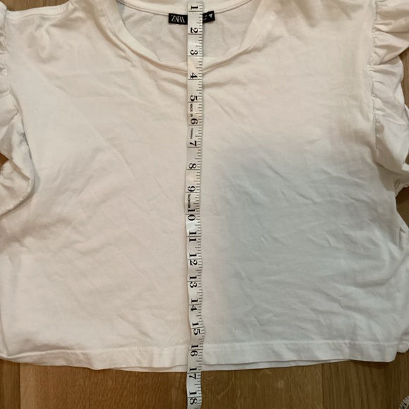 Zara White Ruffle Sleeve Crop Top - Picture 5 of 5